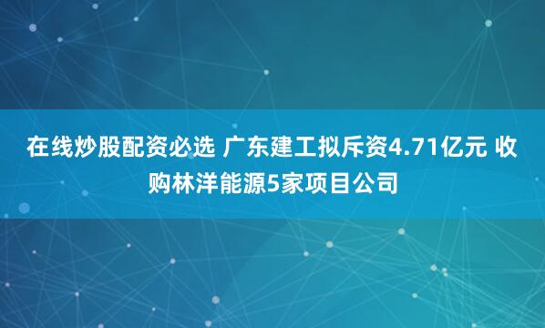 在线炒股配资必选 广东建工拟斥资4.71亿元 收购林洋能源5家项目公司